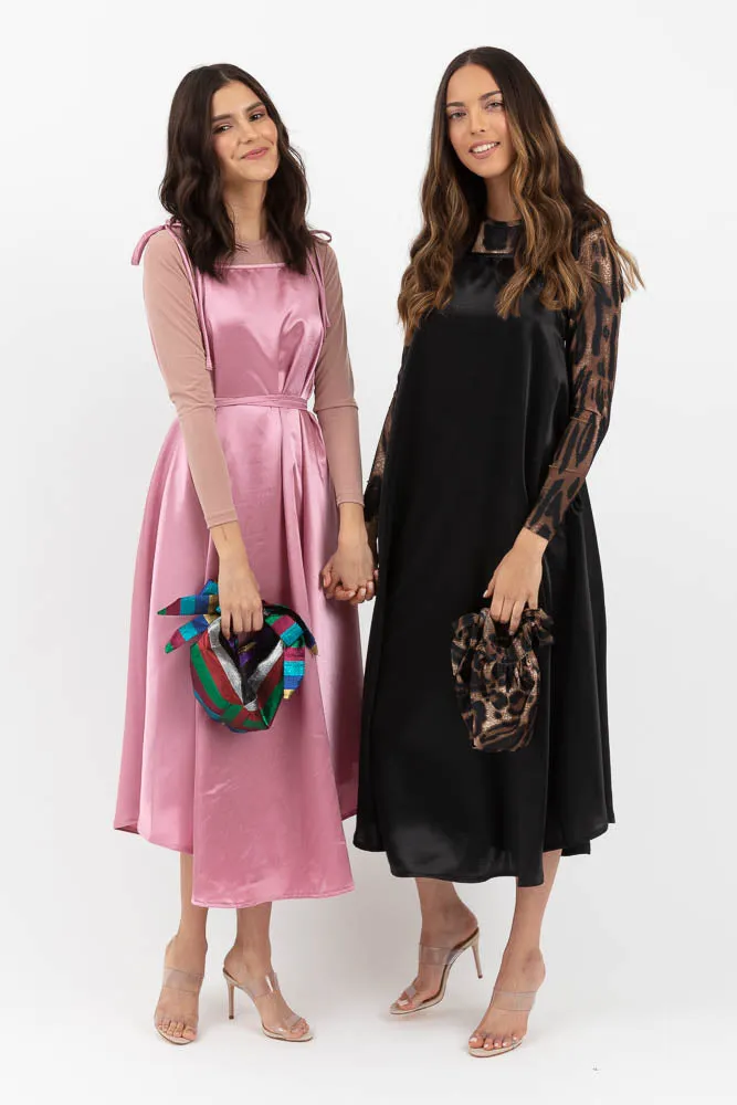Satin Slip Dress - Black