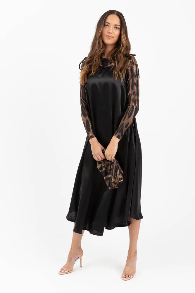 Satin Slip Dress - Black
