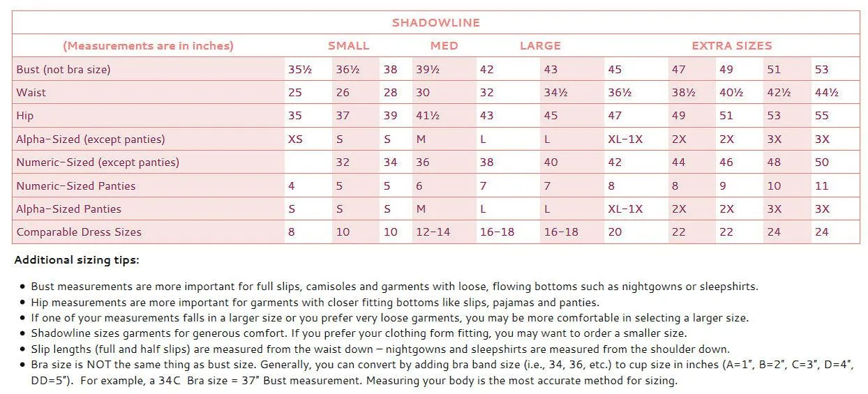 Shadowline Satin Essentials Wide Strap Chemise Nightgown Slip