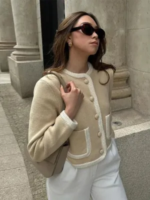 Shearling-Trimmed Cropped Jacket | Neutral Luxe | Cozy & Chic
