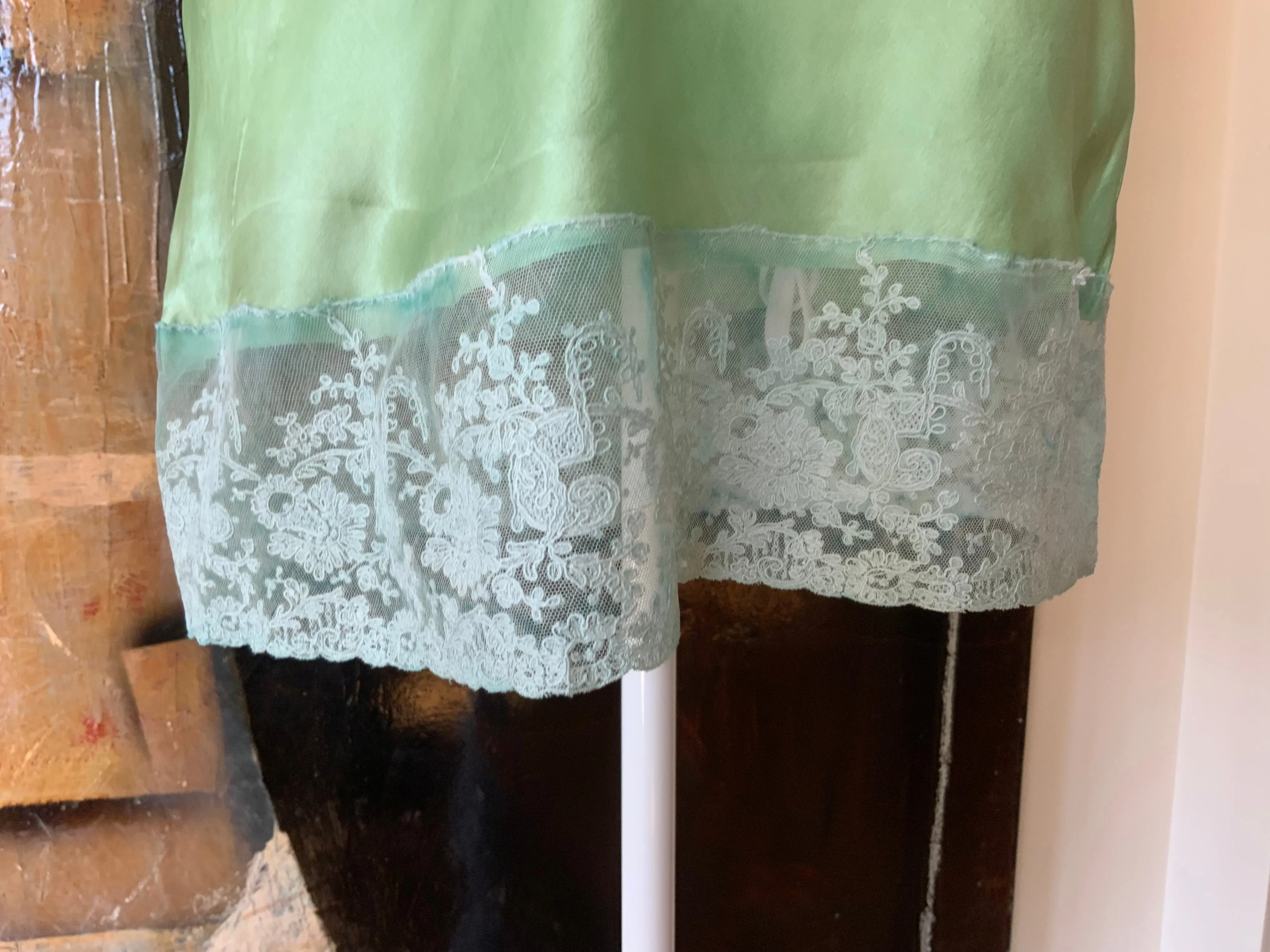 Silk hand Dyed Nightgown croped to mini dress - 50s - 50D