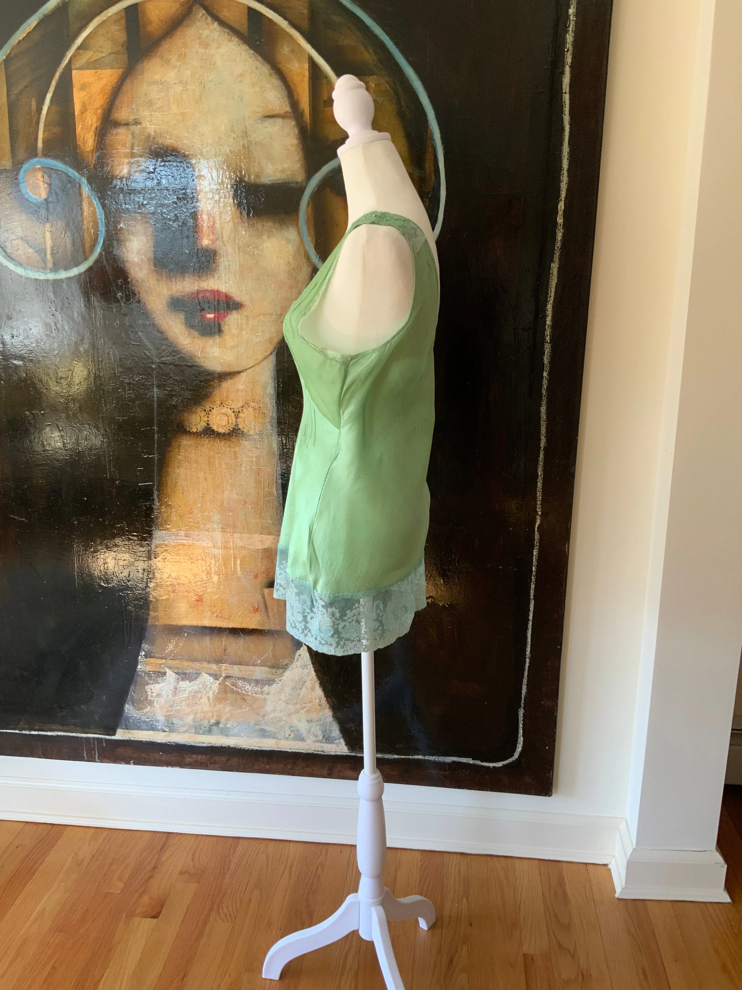 Silk hand Dyed Nightgown croped to mini dress - 50s - 50D