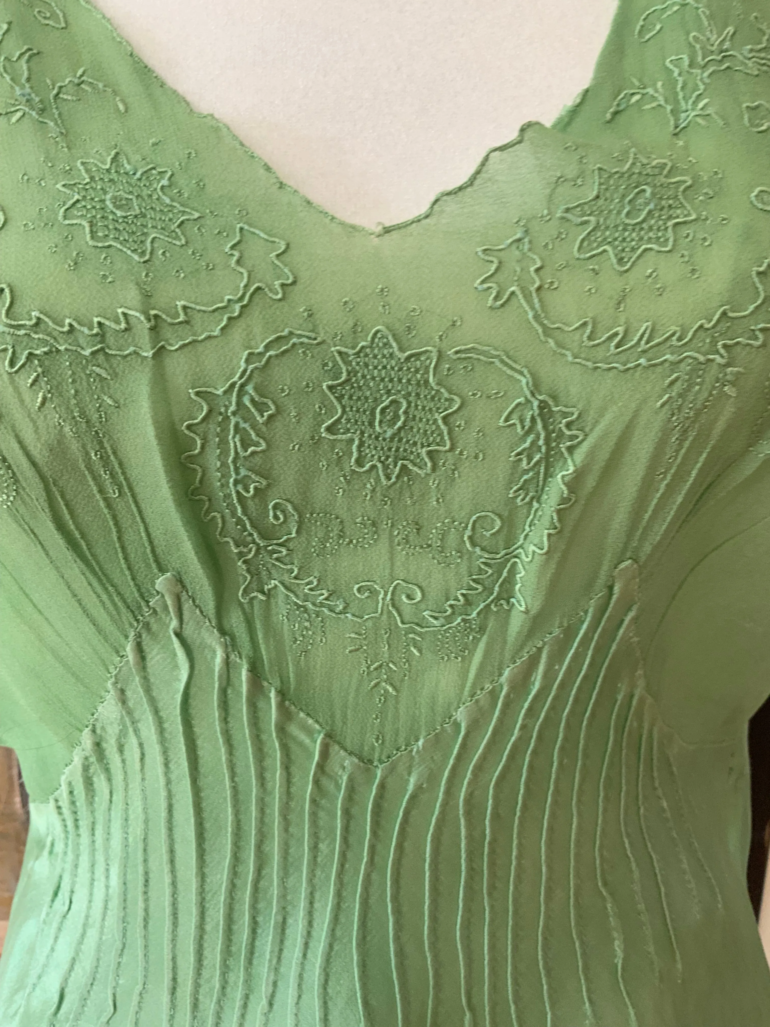 Silk hand Dyed Nightgown croped to mini dress - 50s - 50D