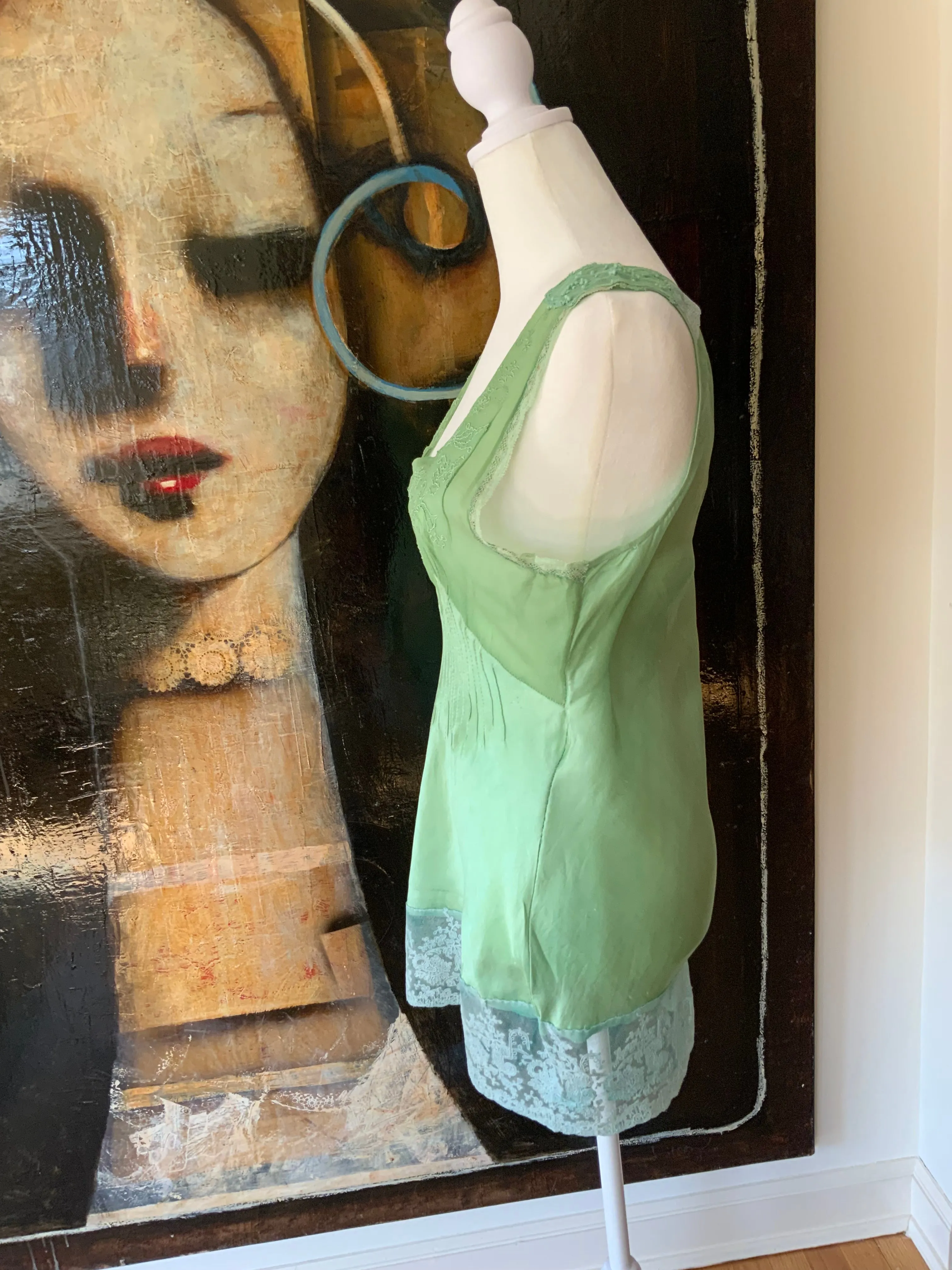 Silk hand Dyed Nightgown croped to mini dress - 50s - 50D