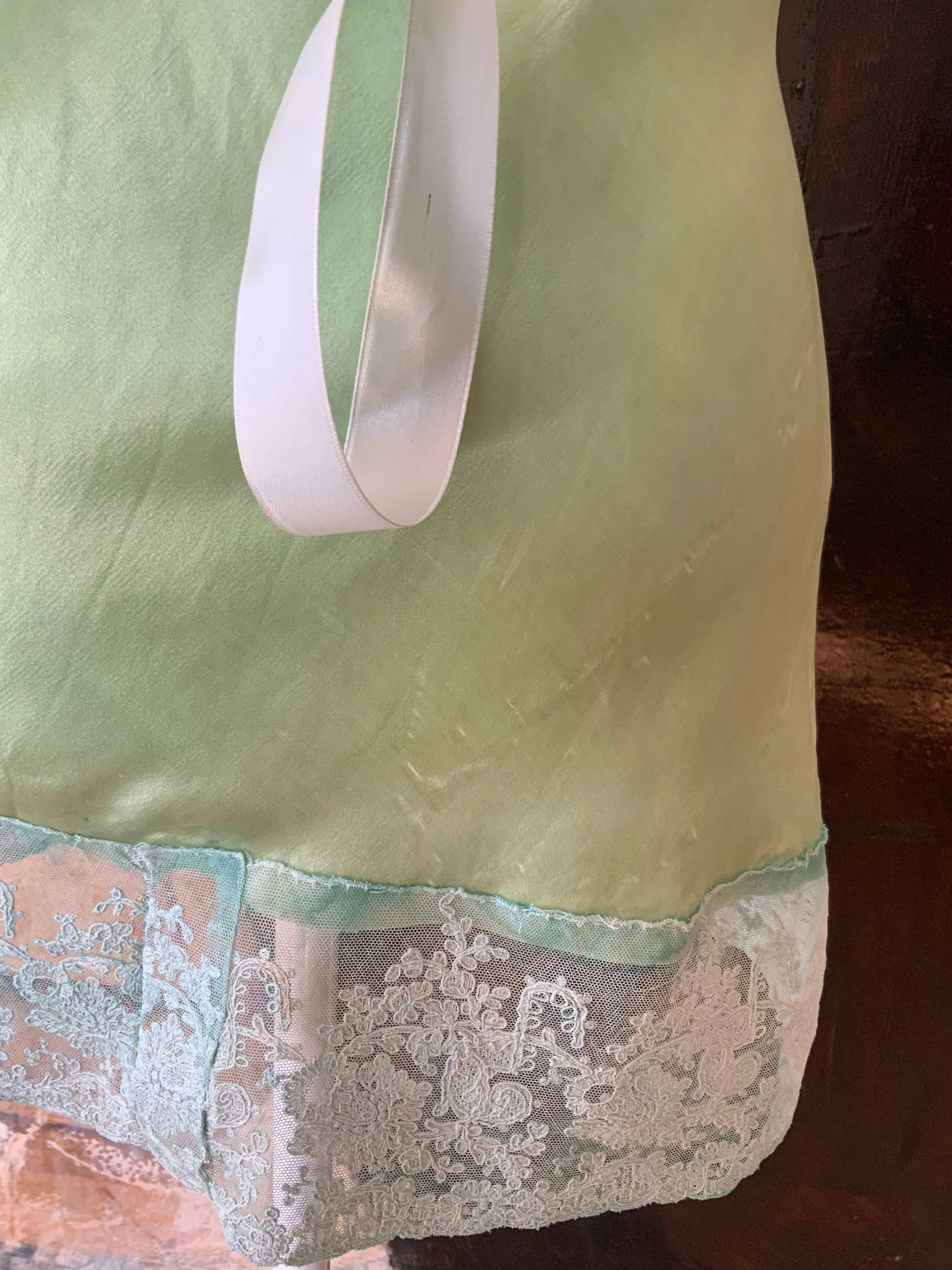 Silk hand Dyed Nightgown croped to mini dress - 50s - 50D