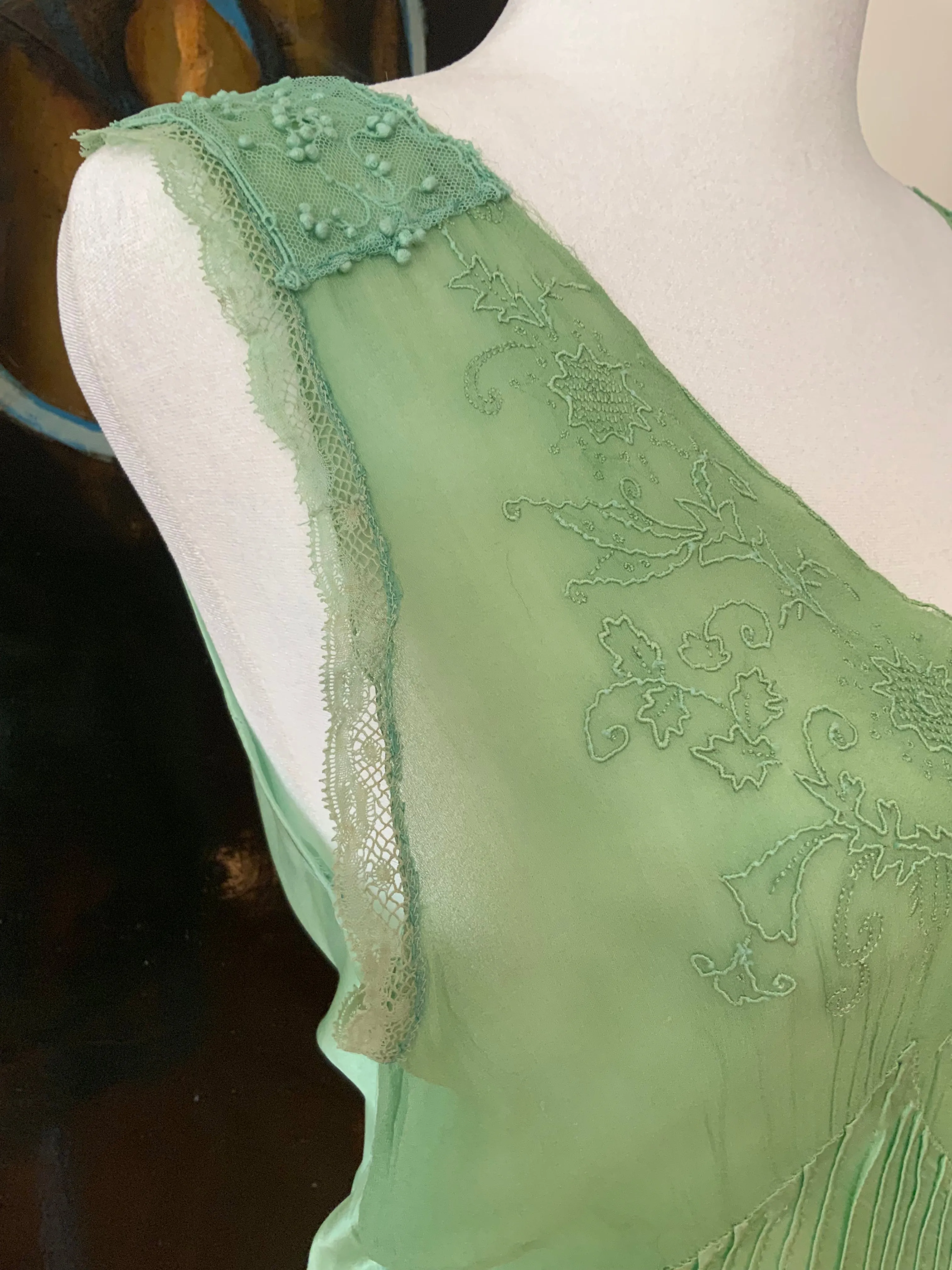 Silk hand Dyed Nightgown croped to mini dress - 50s - 50D