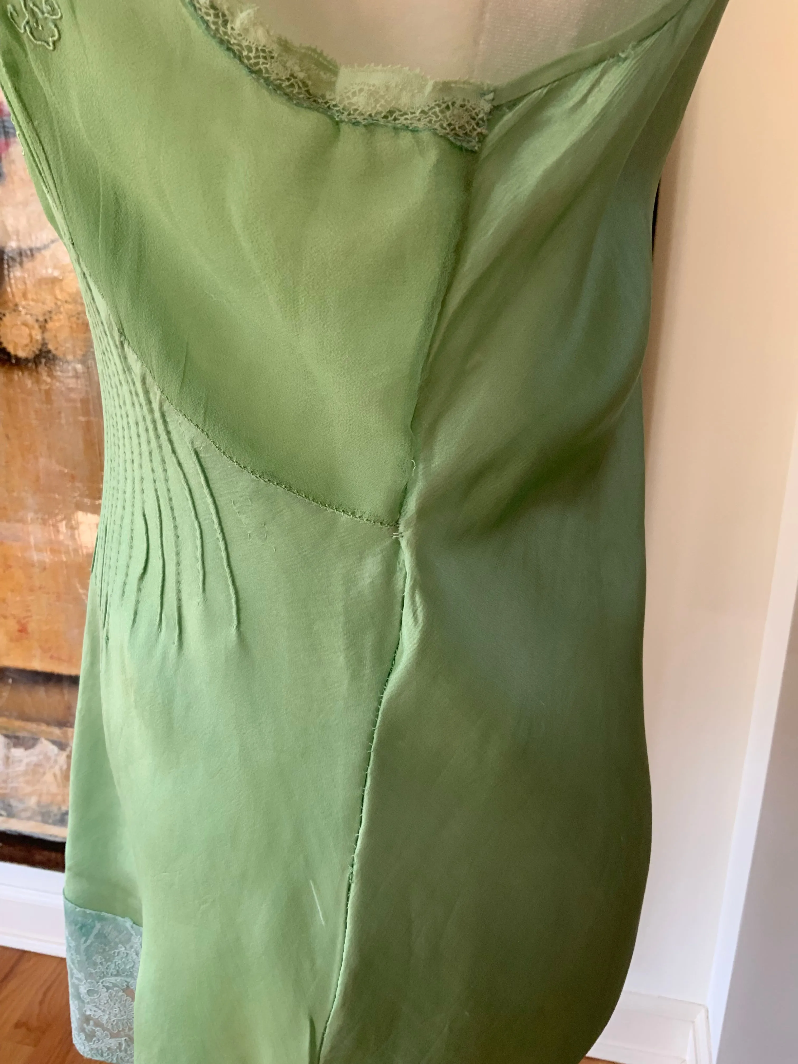 Silk hand Dyed Nightgown croped to mini dress - 50s - 50D