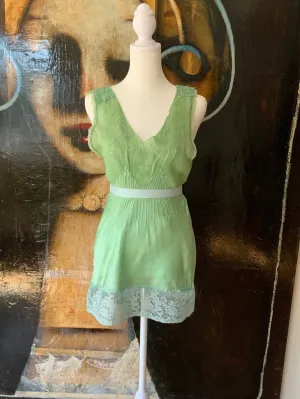 Silk hand Dyed Nightgown croped to mini dress - 50s - 50D