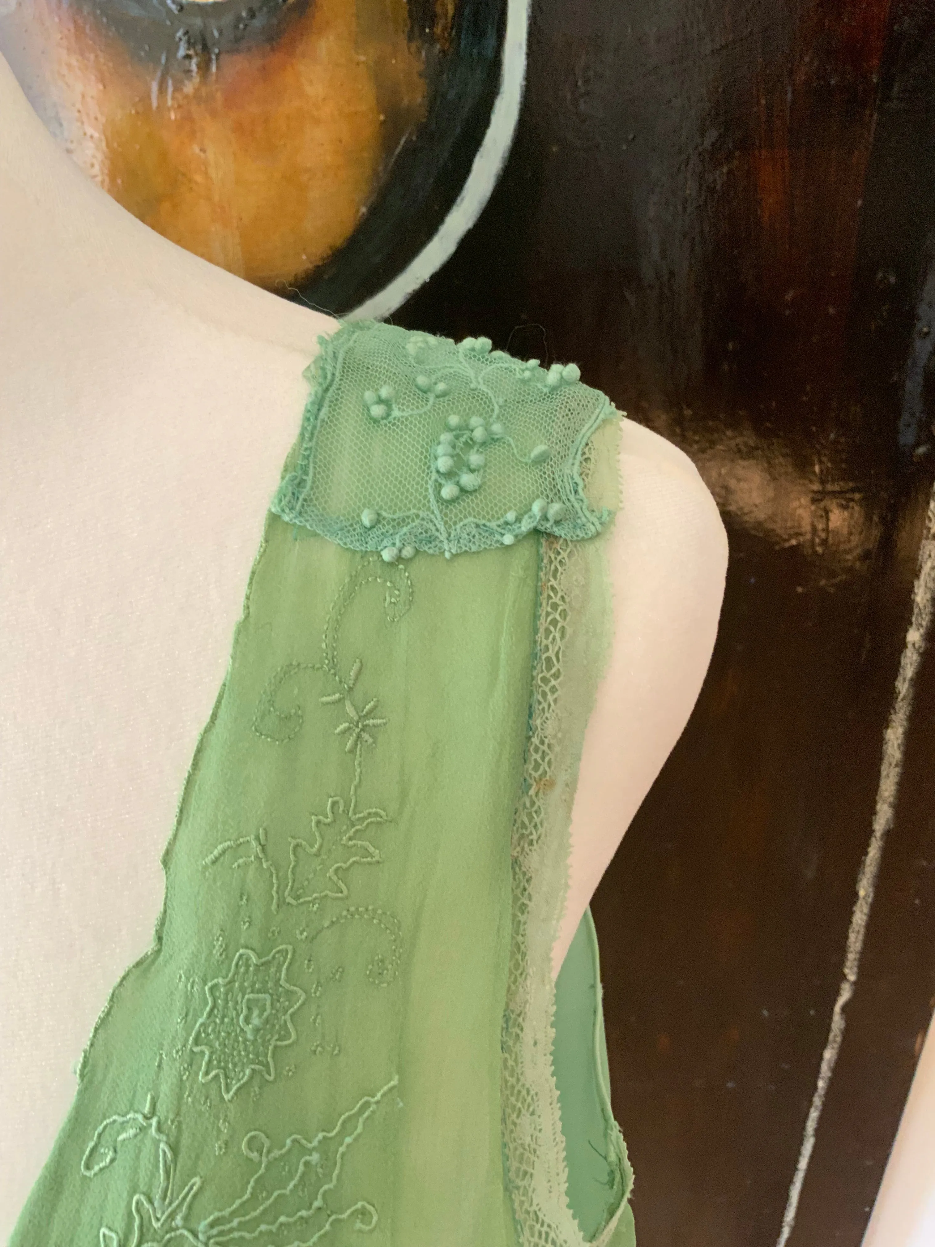 Silk hand Dyed Nightgown croped to mini dress - 50s - 50D