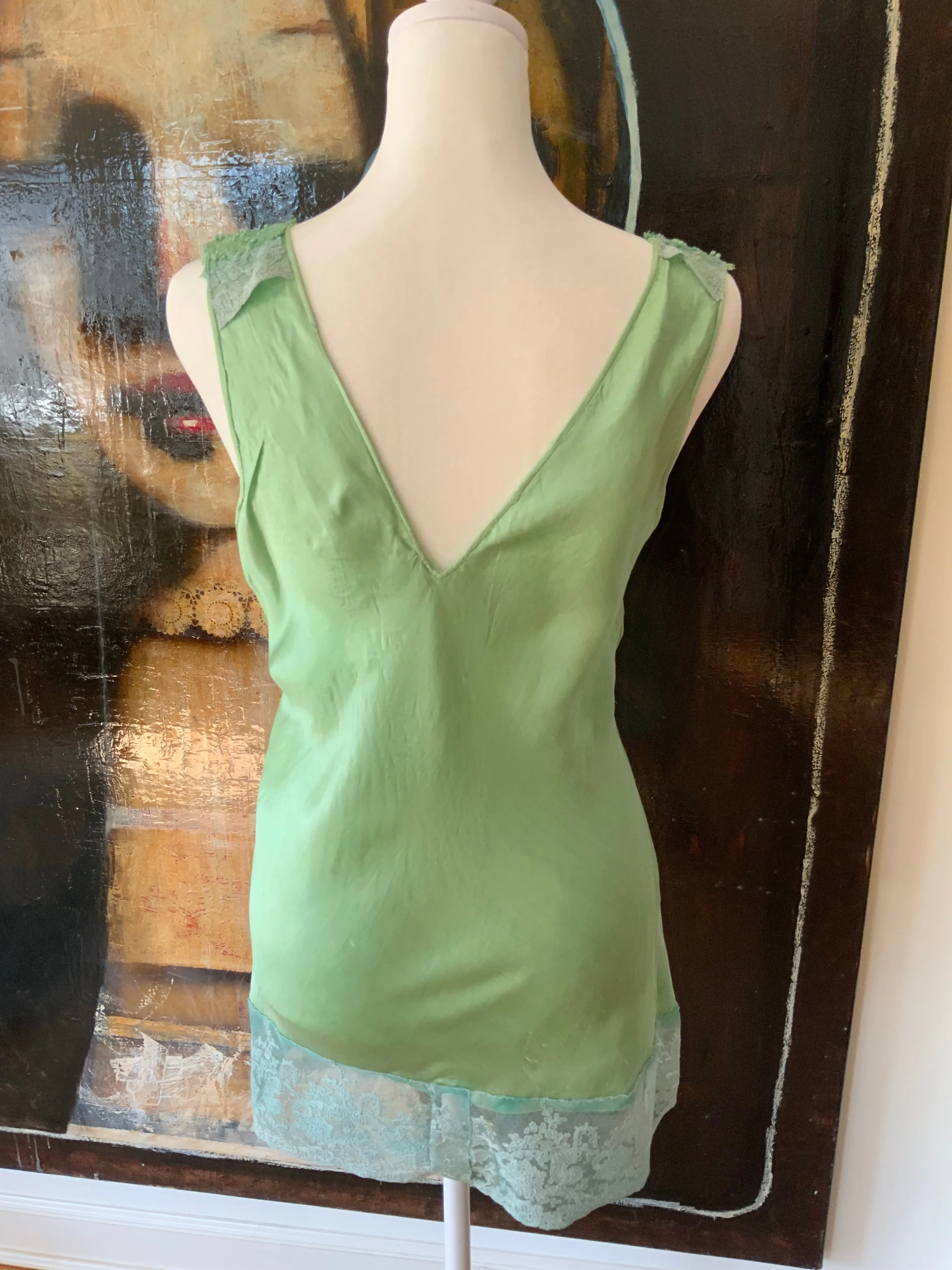 Silk hand Dyed Nightgown croped to mini dress - 50s - 50D