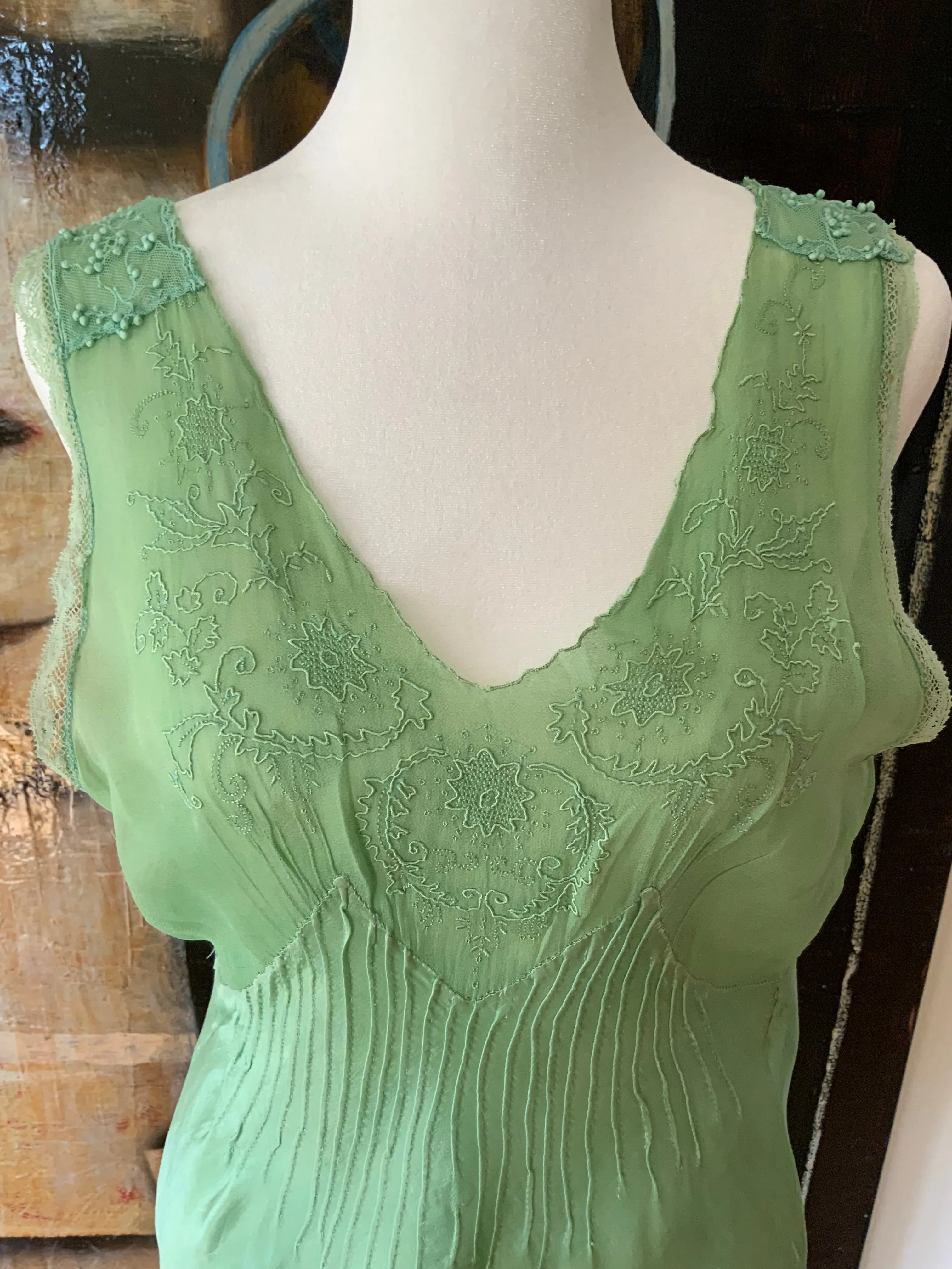 Silk hand Dyed Nightgown croped to mini dress - 50s - 50D