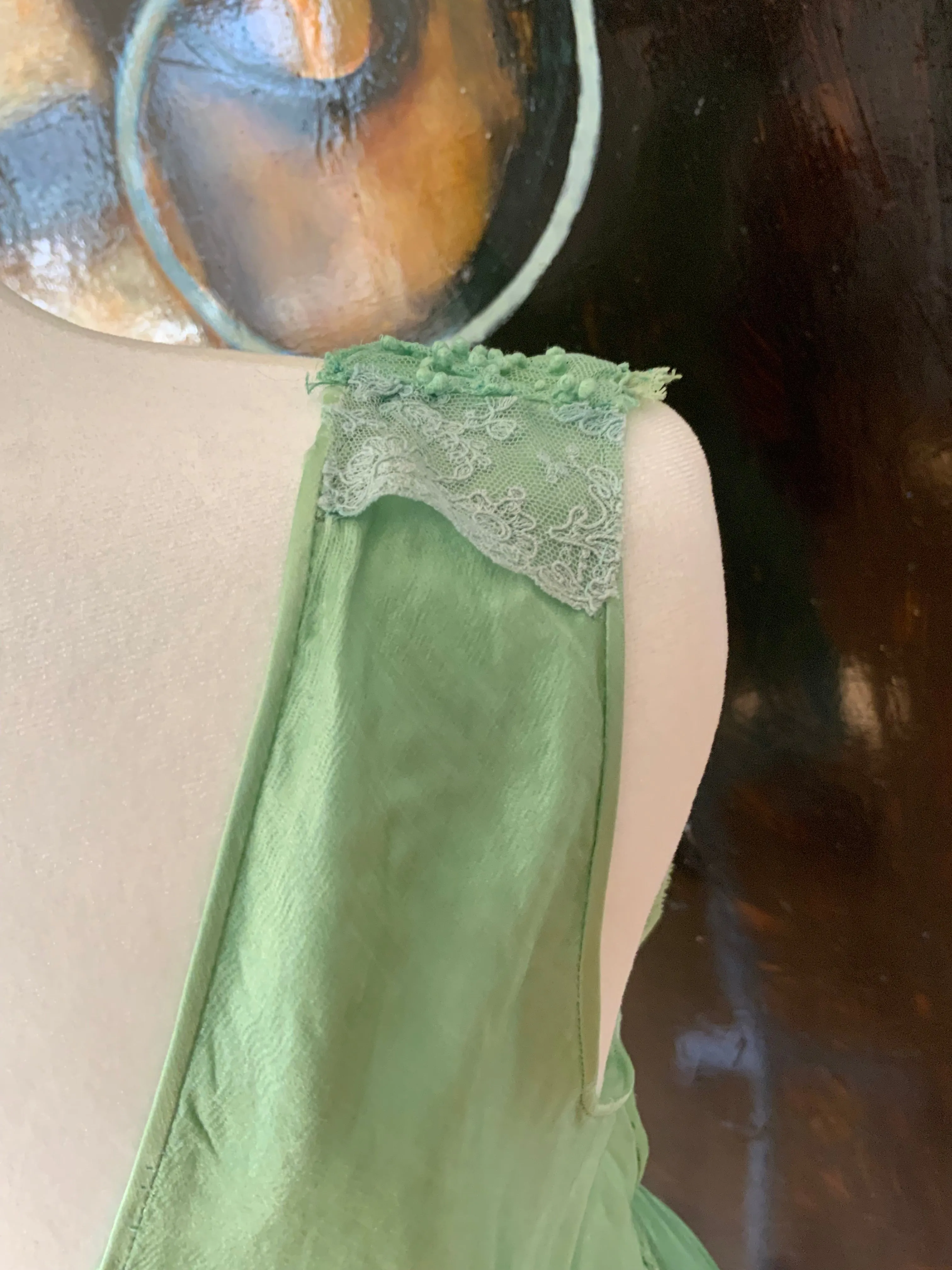 Silk hand Dyed Nightgown croped to mini dress - 50s - 50D