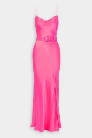 Simone Cowl Neck Gown in Paris Pink