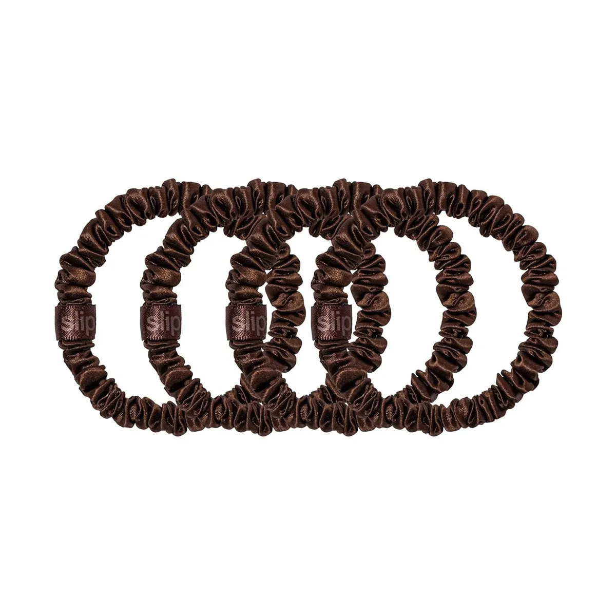 Slip Silk Back to Basics Skinny Scrunchies Dark Brown x 4