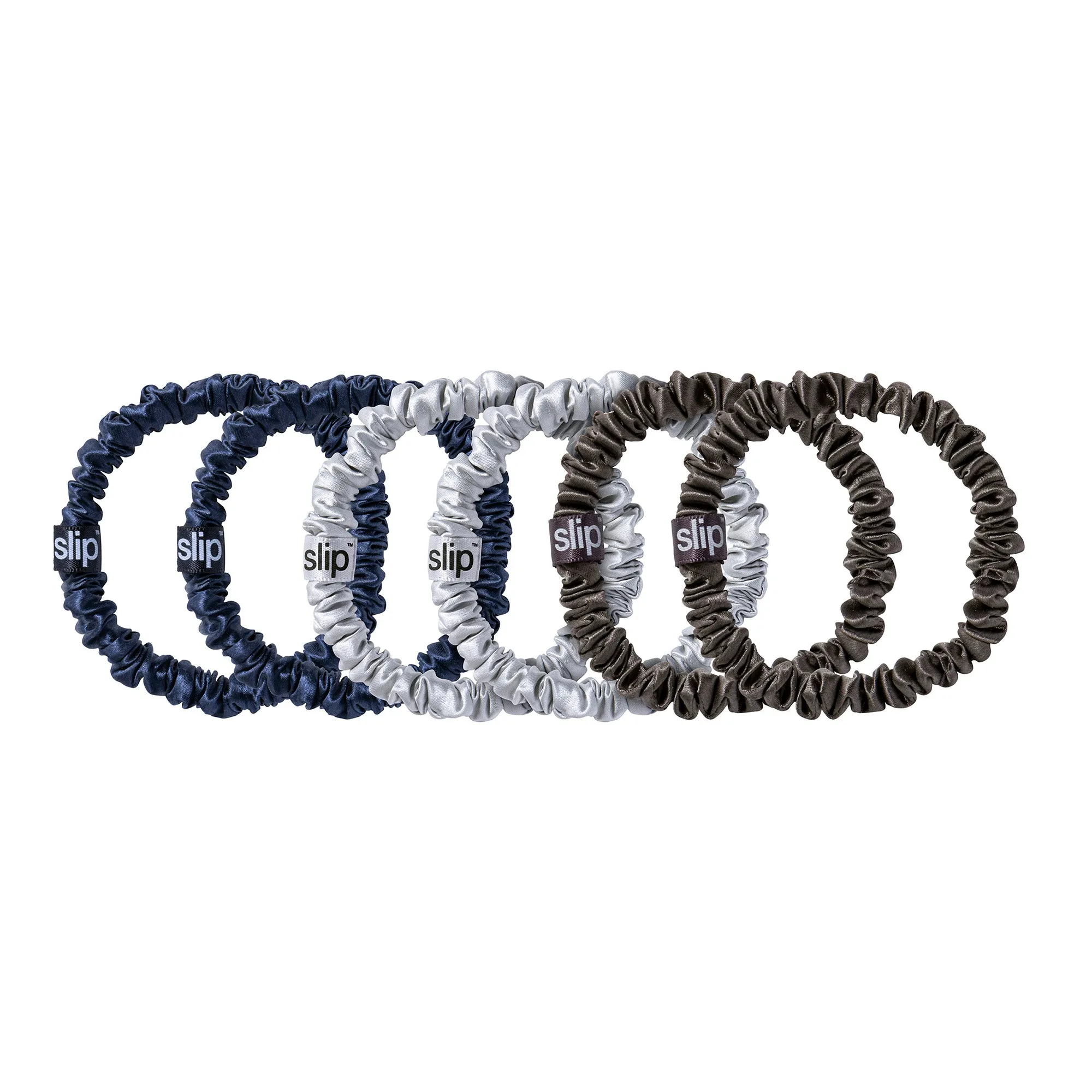 Slip Silk Skinny Scrunchies Midnight x 6