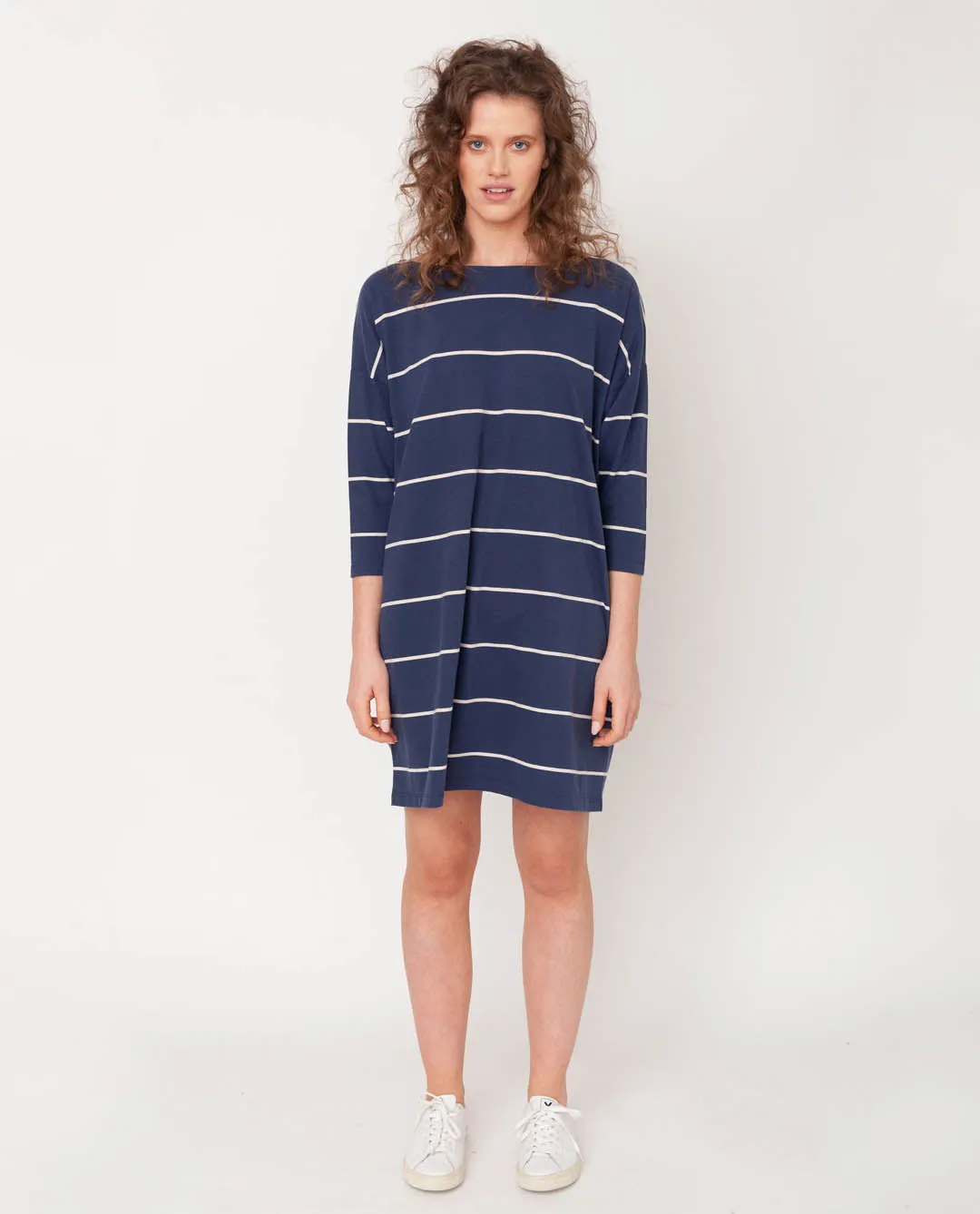 Sophie-Sue Organic Cotton Dress In Midnight & Natural