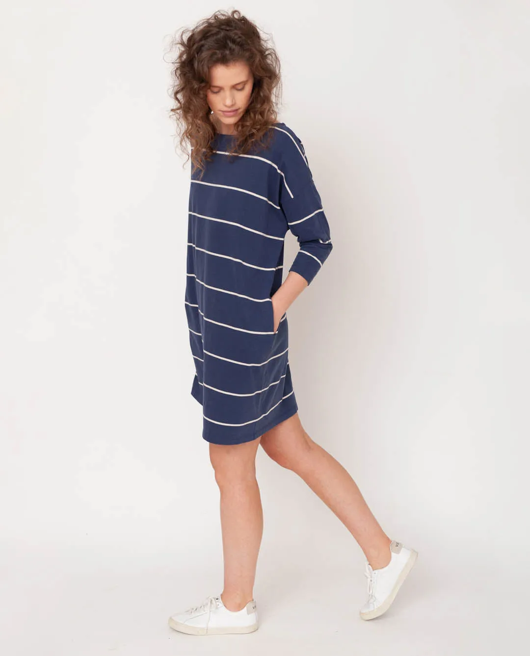 Sophie-Sue Organic Cotton Dress In Midnight & Natural