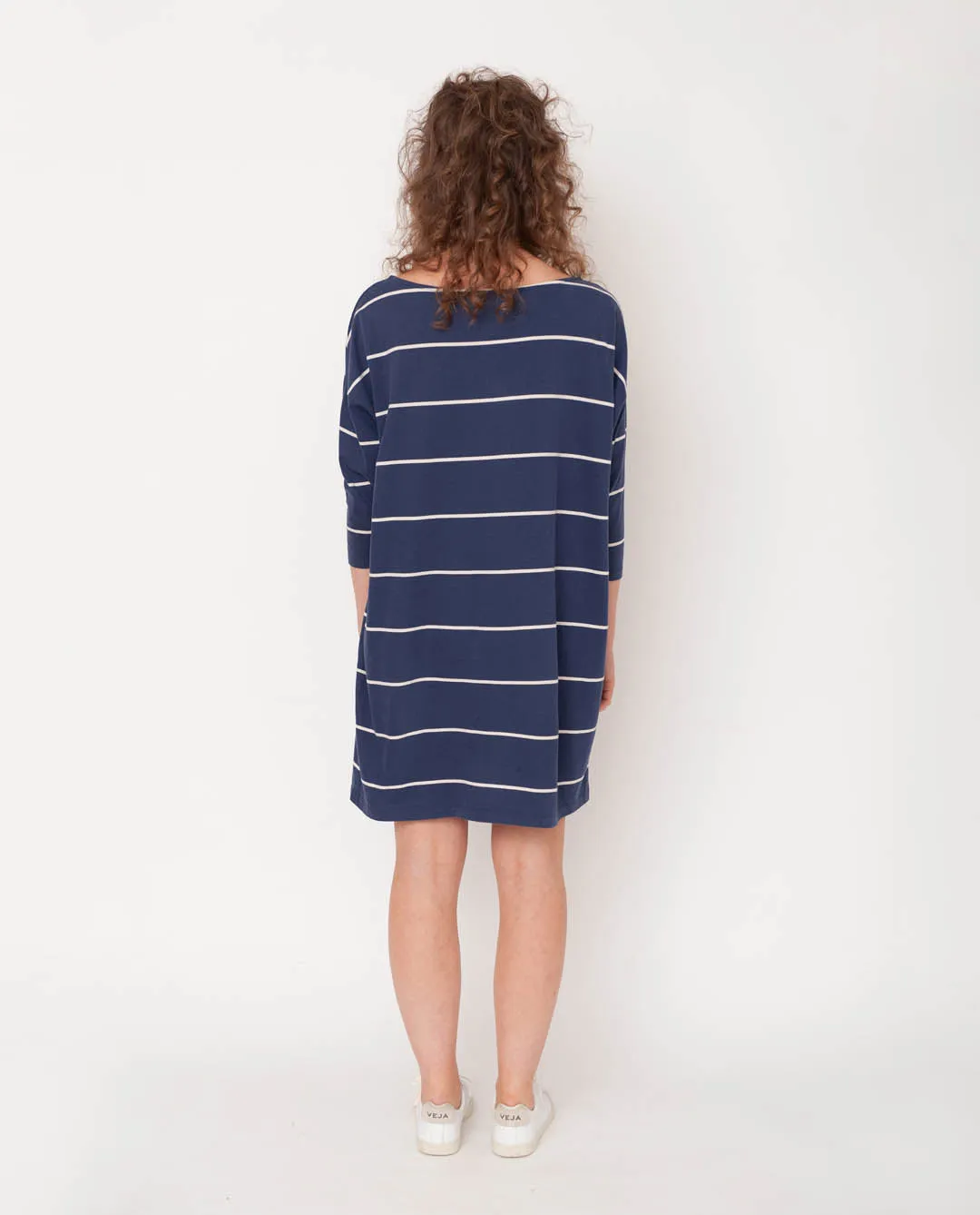 Sophie-Sue Organic Cotton Dress In Midnight & Natural