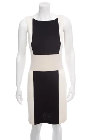 St John Black & Cream Sleeveless Color Block Dress SZ 2