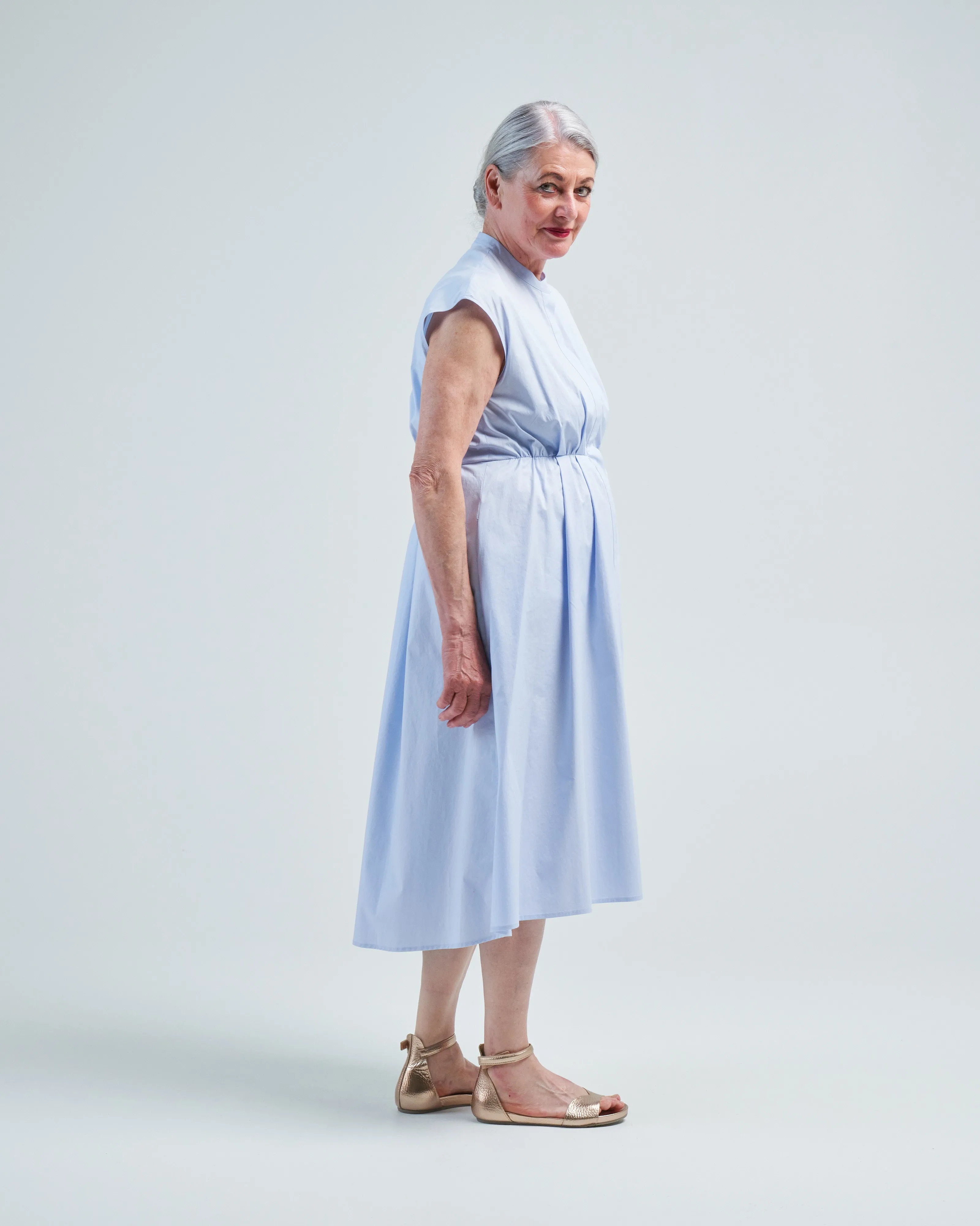 stretch cotton midi dress