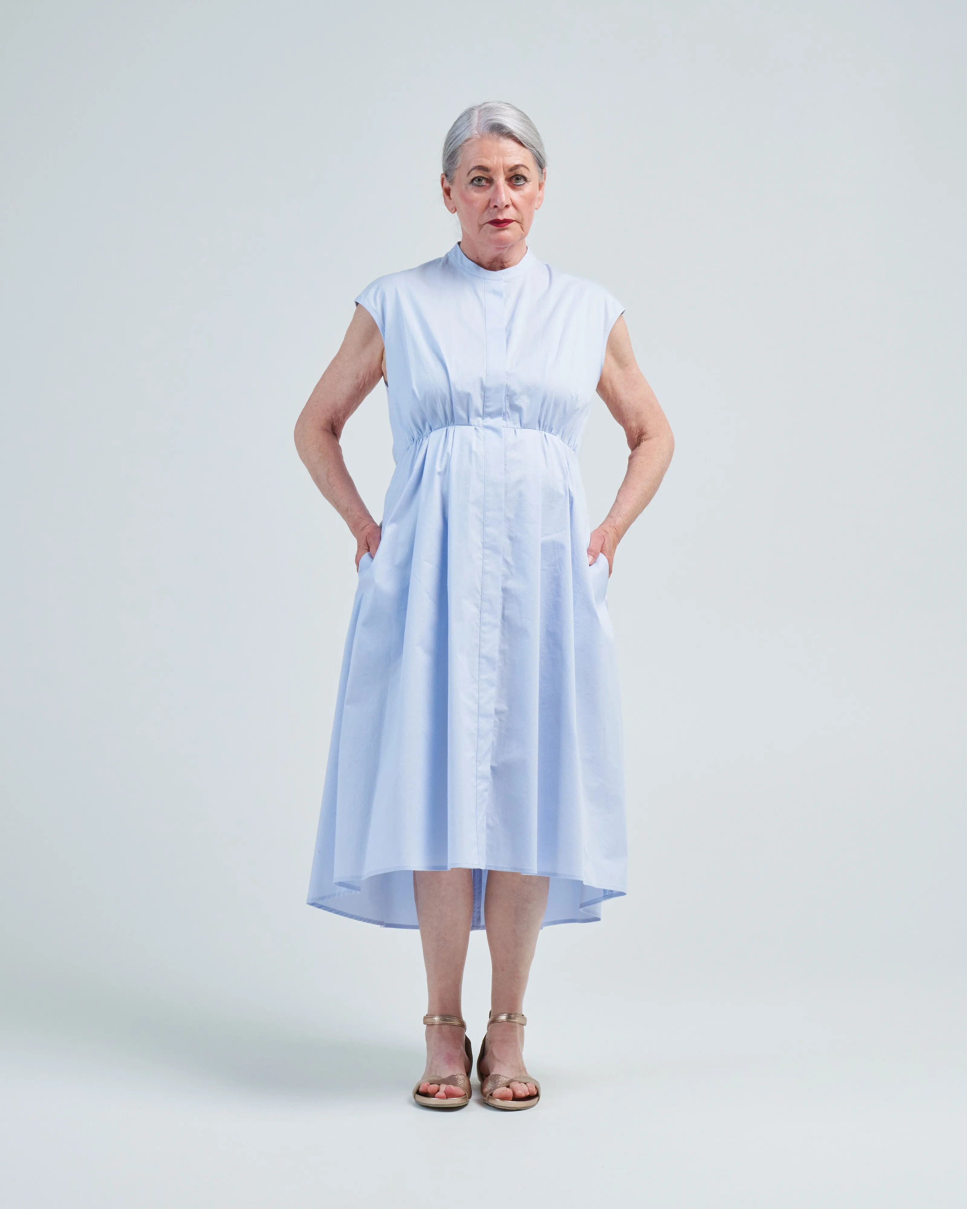 stretch cotton midi dress