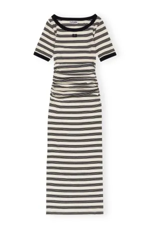 Striped Soft Cotton Rib Short Sleeve Dress