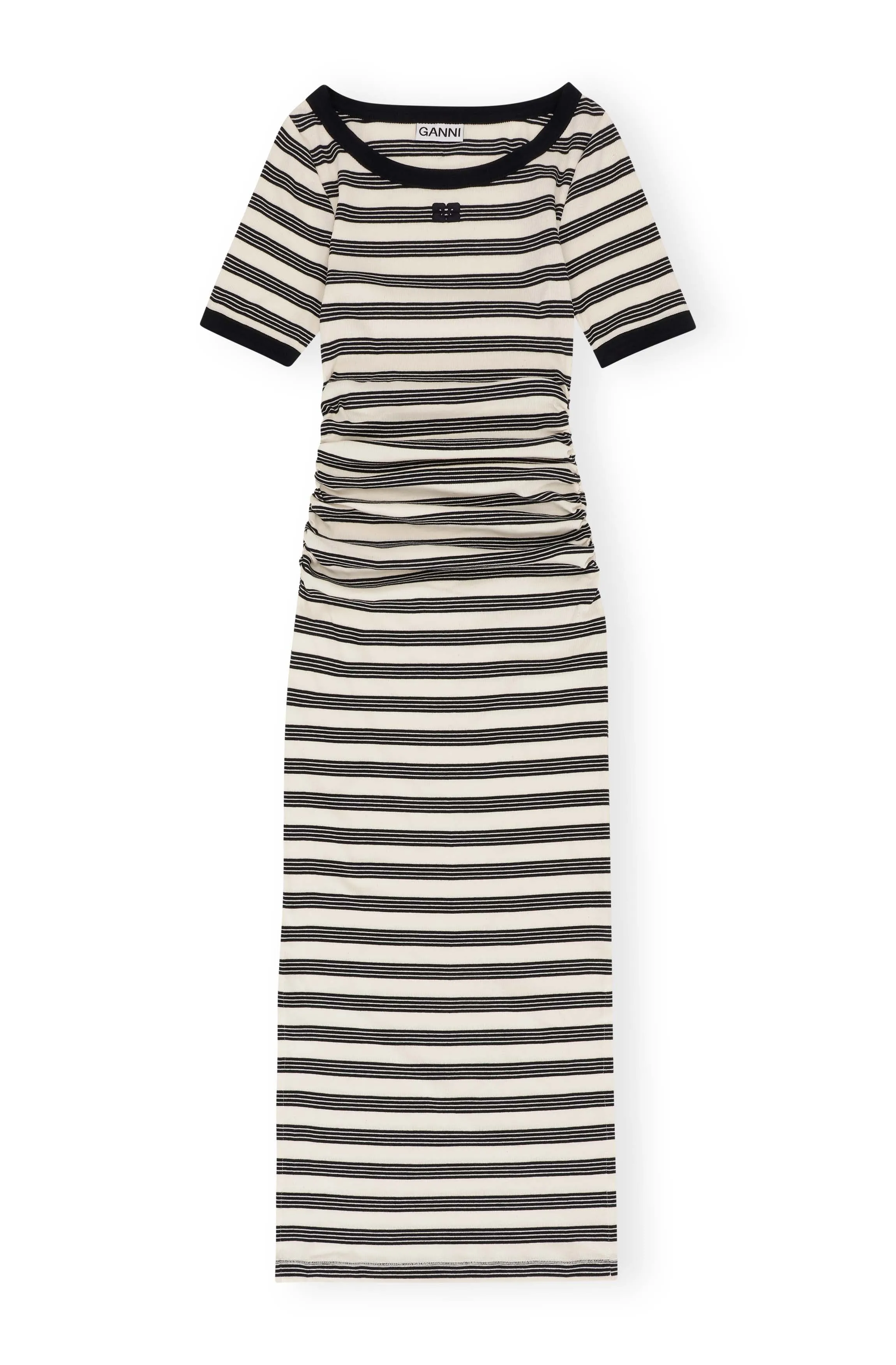 Striped Soft Cotton Rib Short Sleeve Dress