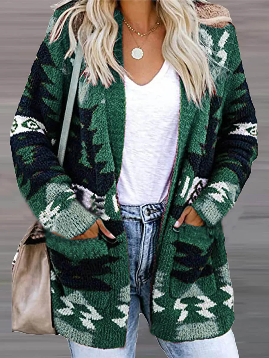 Stunncal Casual Work Print Printing V Neck Cardigans(6 Colors)