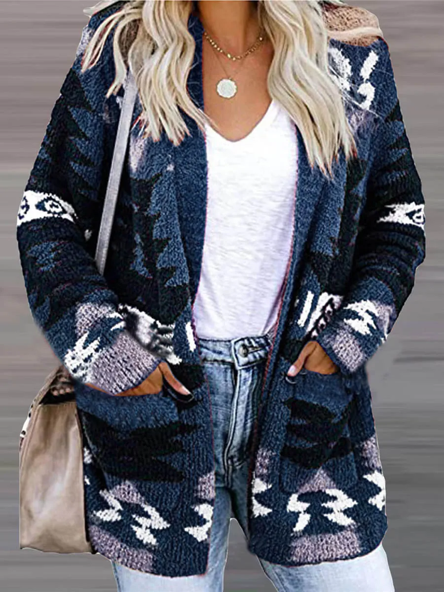 Stunncal Casual Work Print Printing V Neck Cardigans(6 Colors)