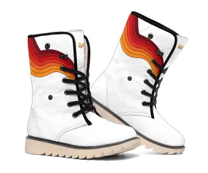 Sunny Retro Rainbow On White Suede Snow Boots