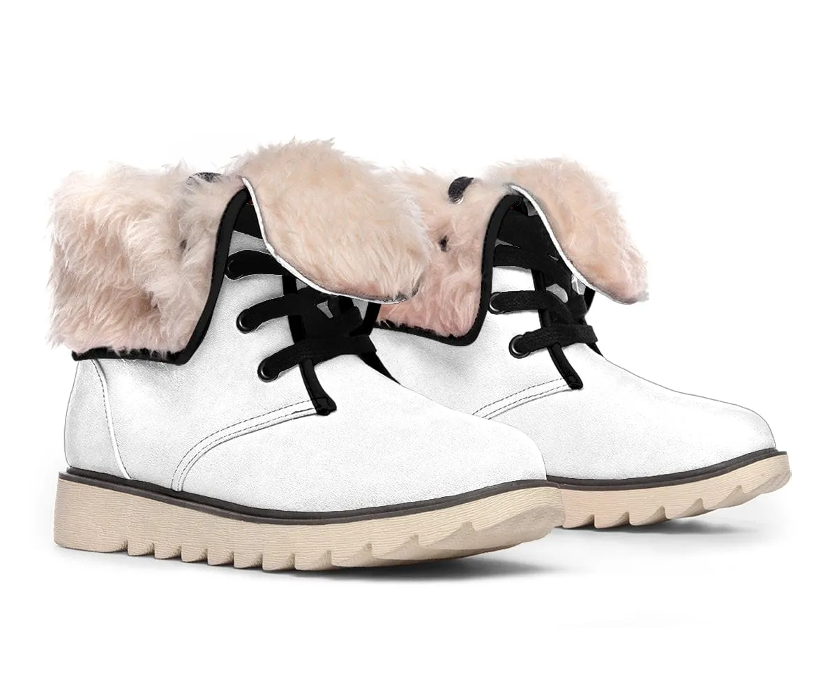 Sunny Retro Rainbow On White Suede Snow Boots