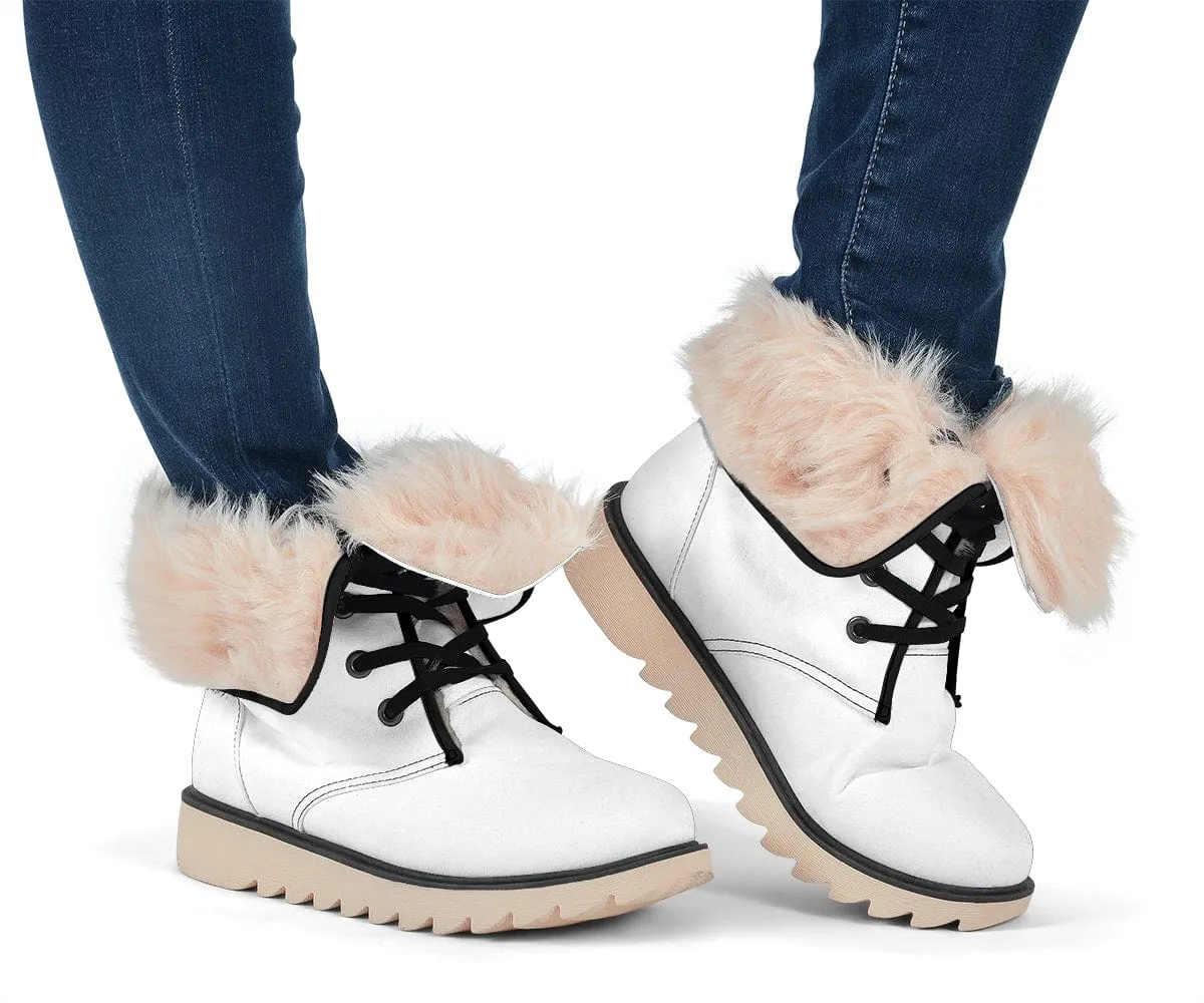 Sunny Retro Rainbow On White Suede Snow Boots