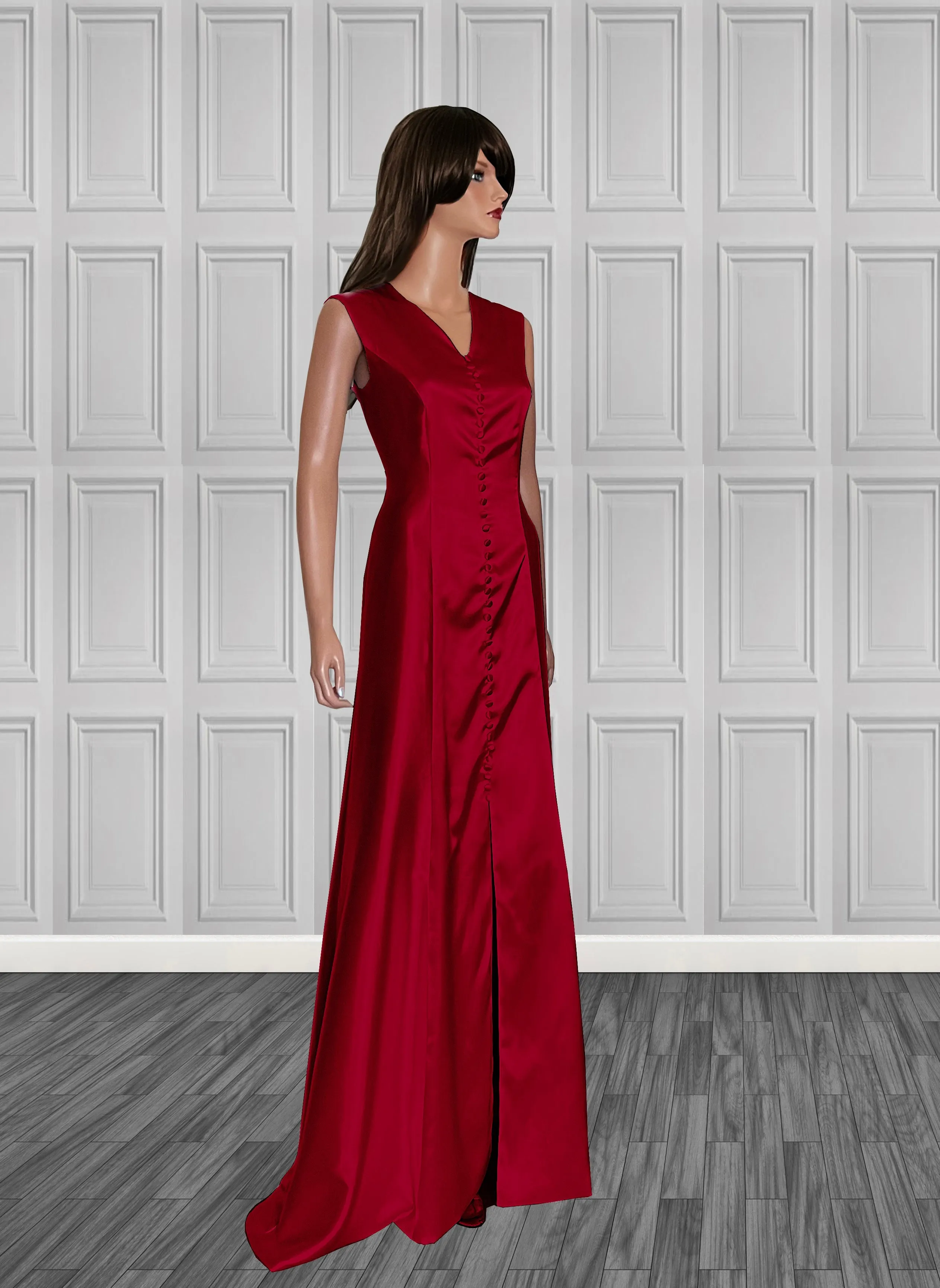 Sunset Satin Gown with buttondown design
