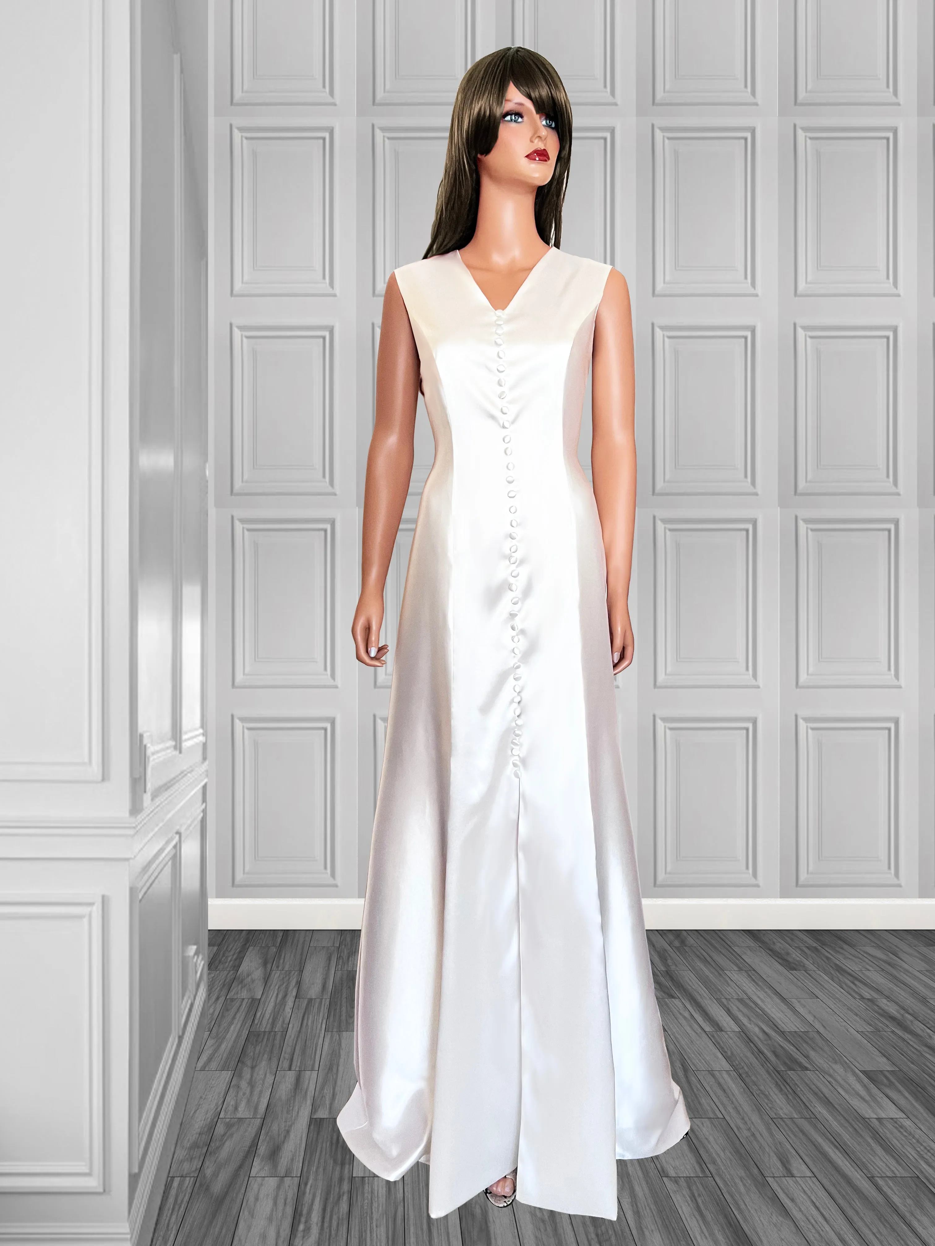 Sunset Satin Gown with buttondown design