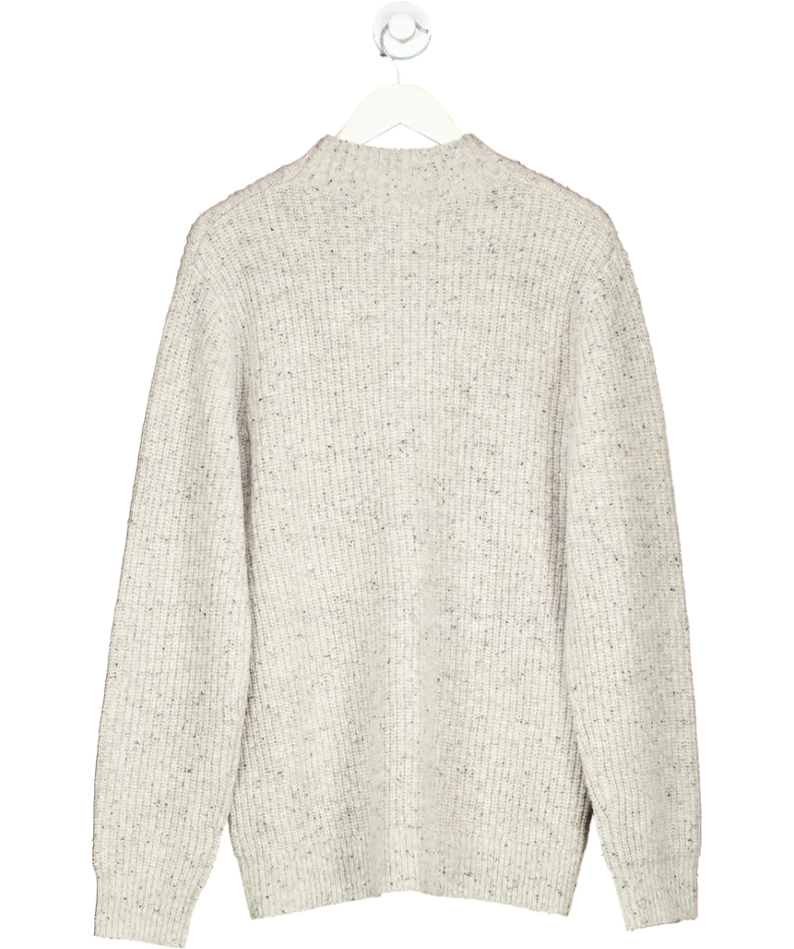 Superdry Grey Wool Blend Tweed Mock Neck Jumper UK XL