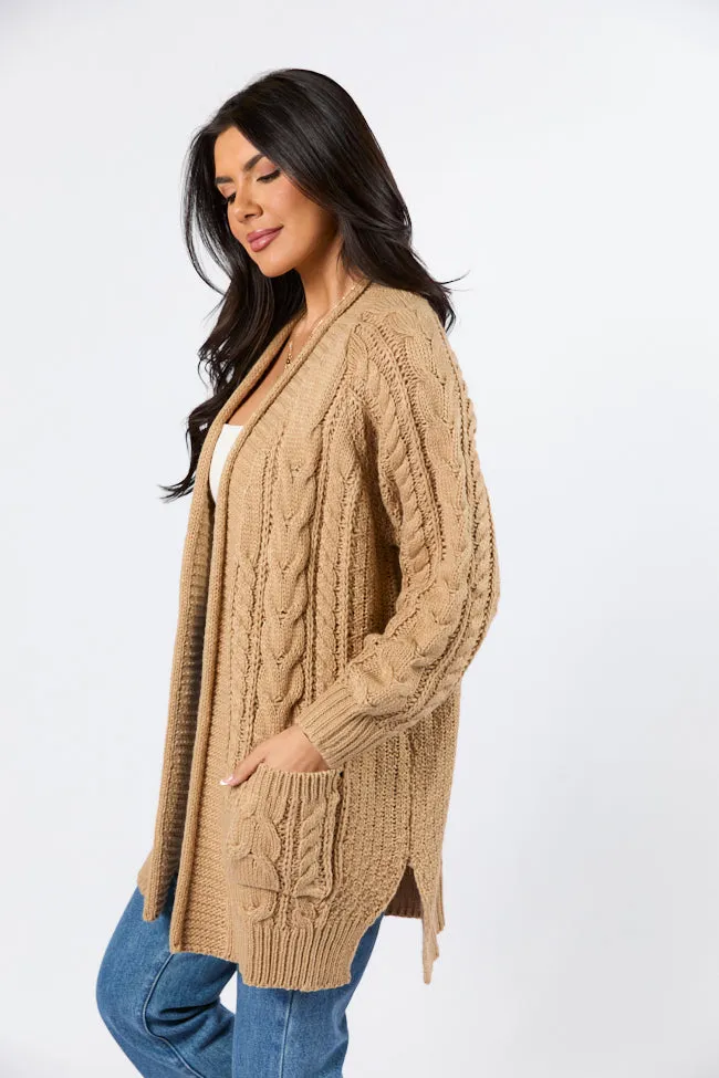 Sweet Nothings Tan Chunky Cable Knit Cardigan FINAL SALE