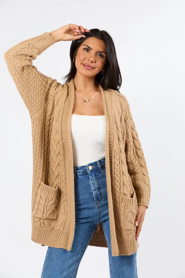 Sweet Nothings Tan Chunky Cable Knit Cardigan FINAL SALE