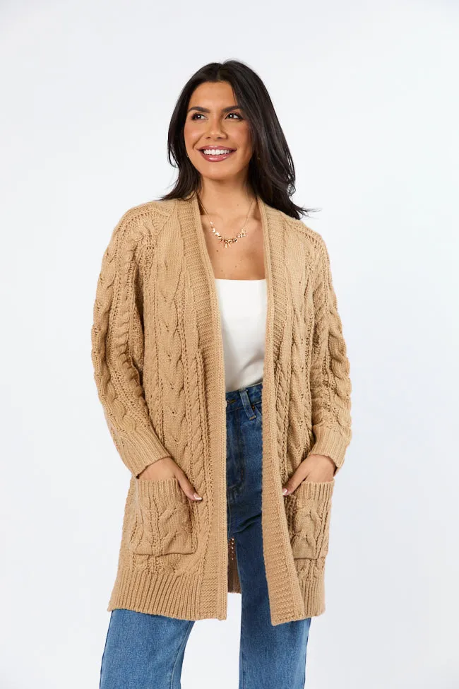 Sweet Nothings Tan Chunky Cable Knit Cardigan FINAL SALE