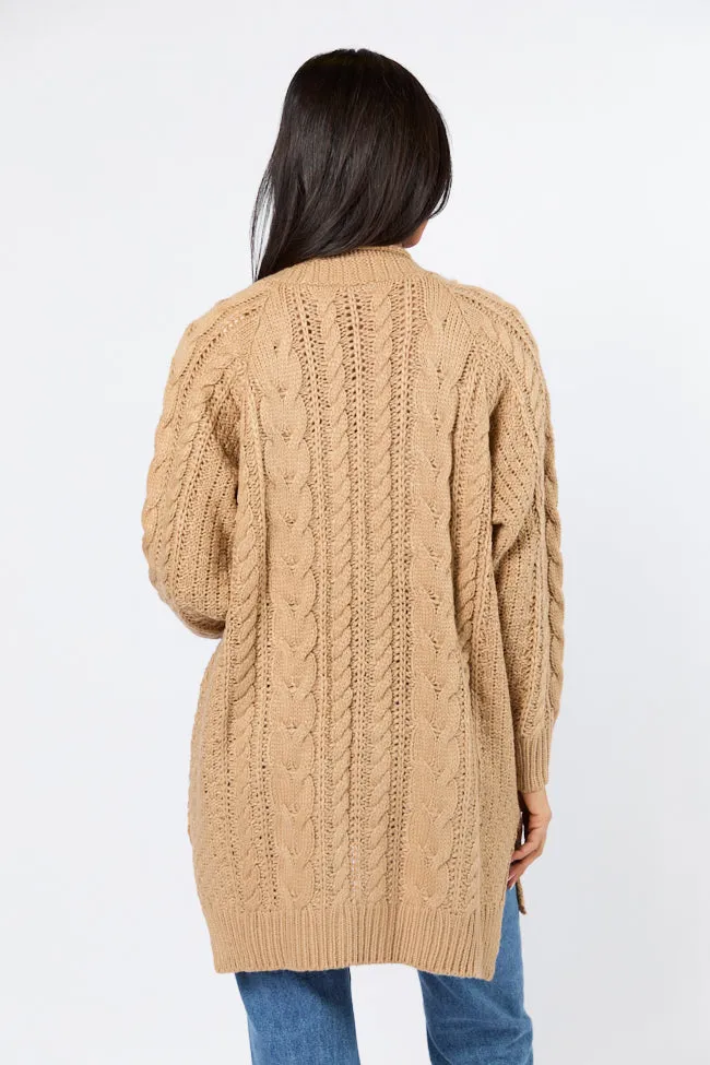 Sweet Nothings Tan Chunky Cable Knit Cardigan FINAL SALE