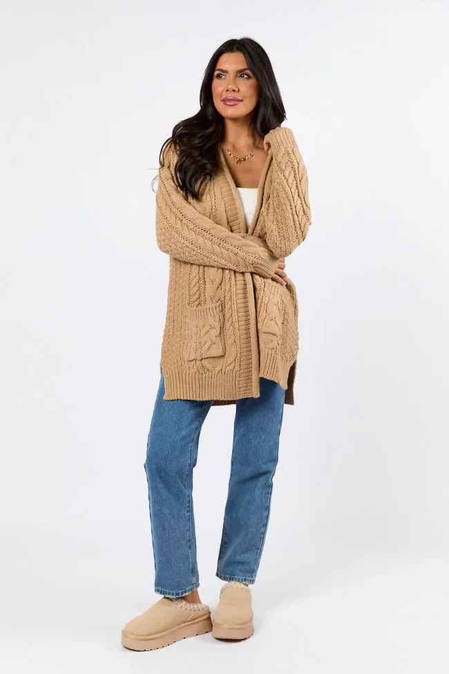 Sweet Nothings Tan Chunky Cable Knit Cardigan FINAL SALE