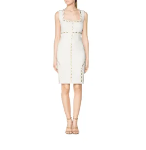 Tamara Mellon Cream Sleeveless Studded Dress $1,195 NEW