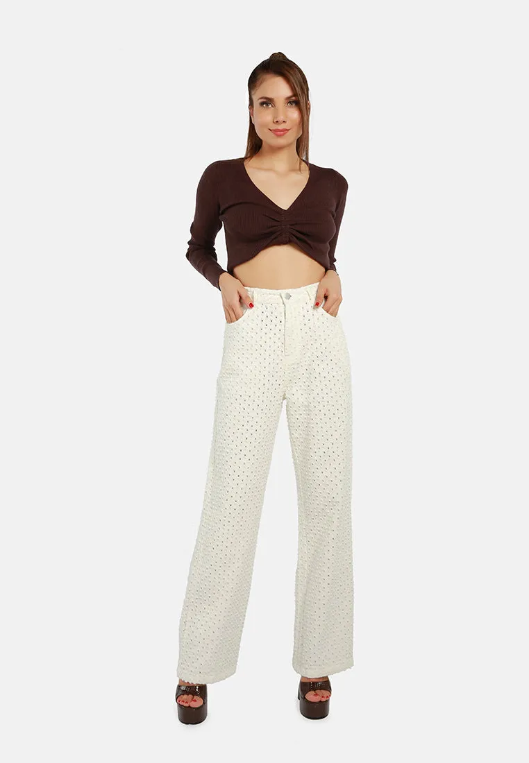 Textured High Waist Pants