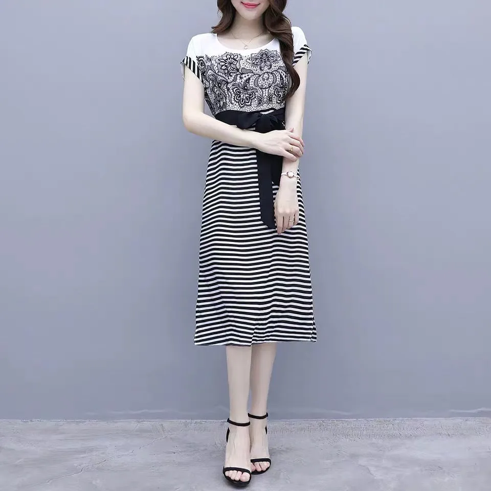 TWO PEARS-Print Dress with Belt