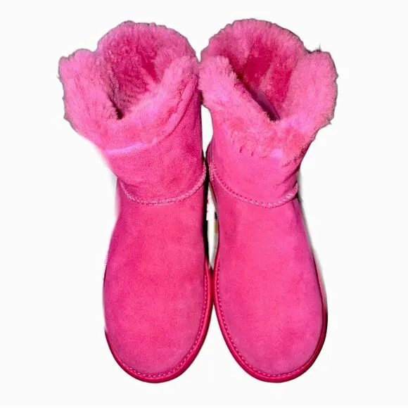 UGG Classic Bling Mini Swarovski Crystal Logo Suede Sheepskin Ankle Boots Size 7