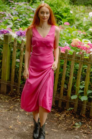 V Neck Satin Look Slip Dress