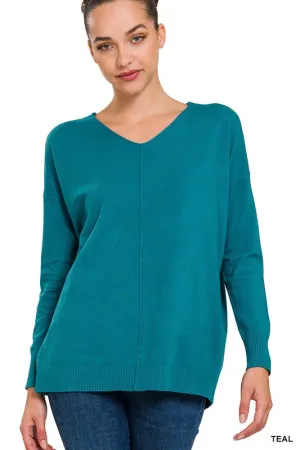 V Neck Seamed Sweater