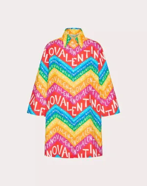Valentino Chevron 24 Popeline Short Dress