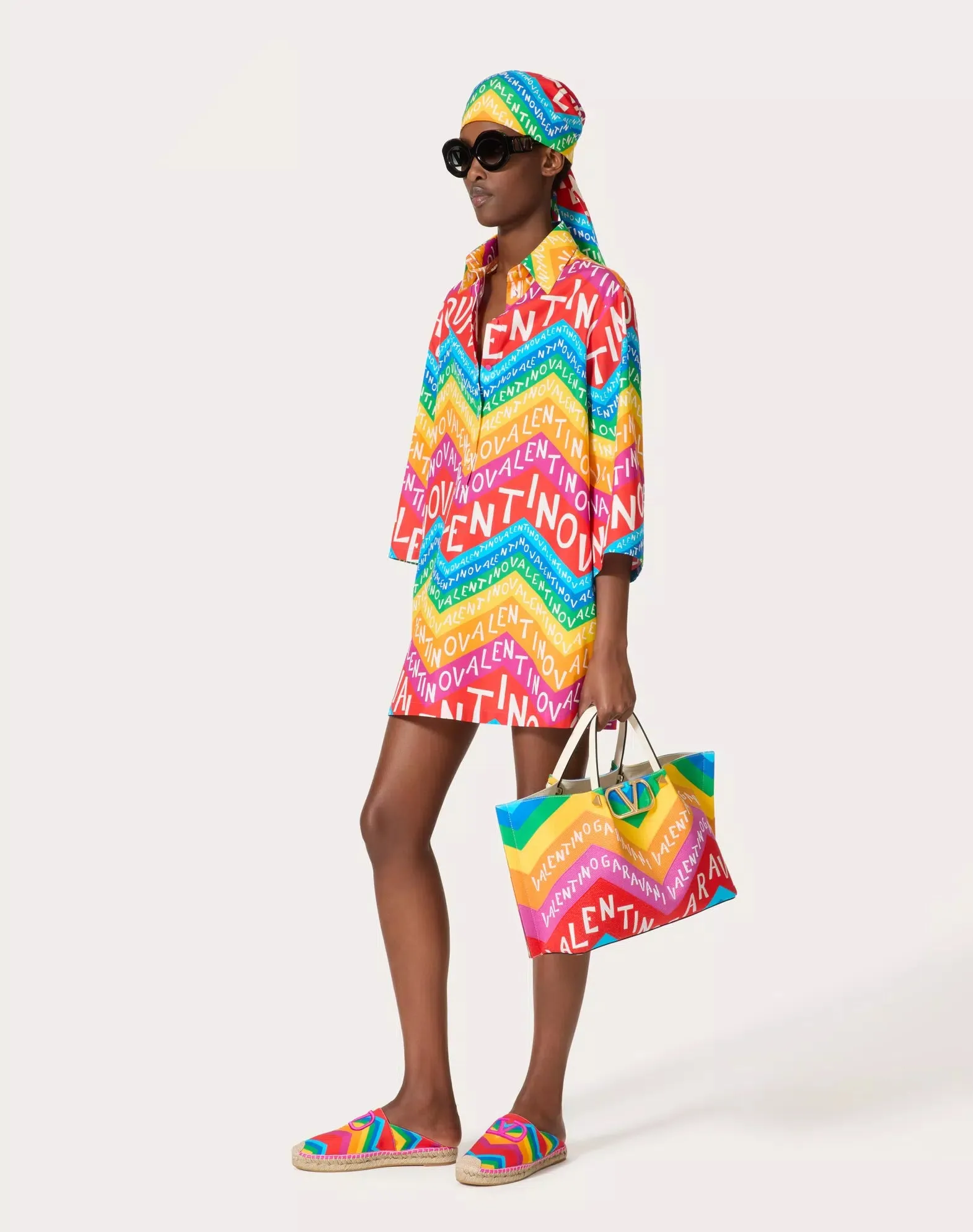 Valentino Chevron 24 Popeline Short Dress