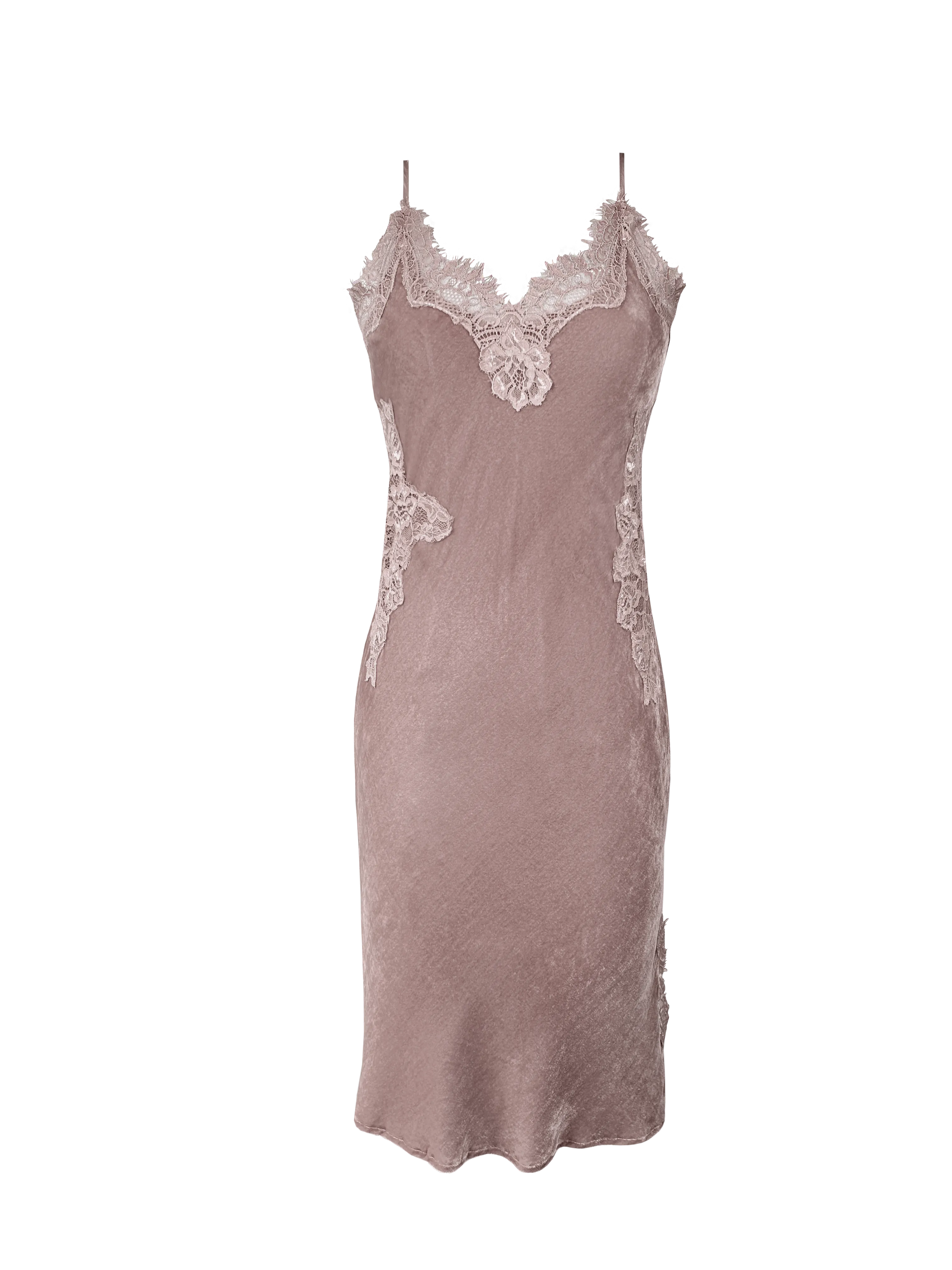 Velvet Brigitte Mid Length Bias Dress -  Nude Crystal