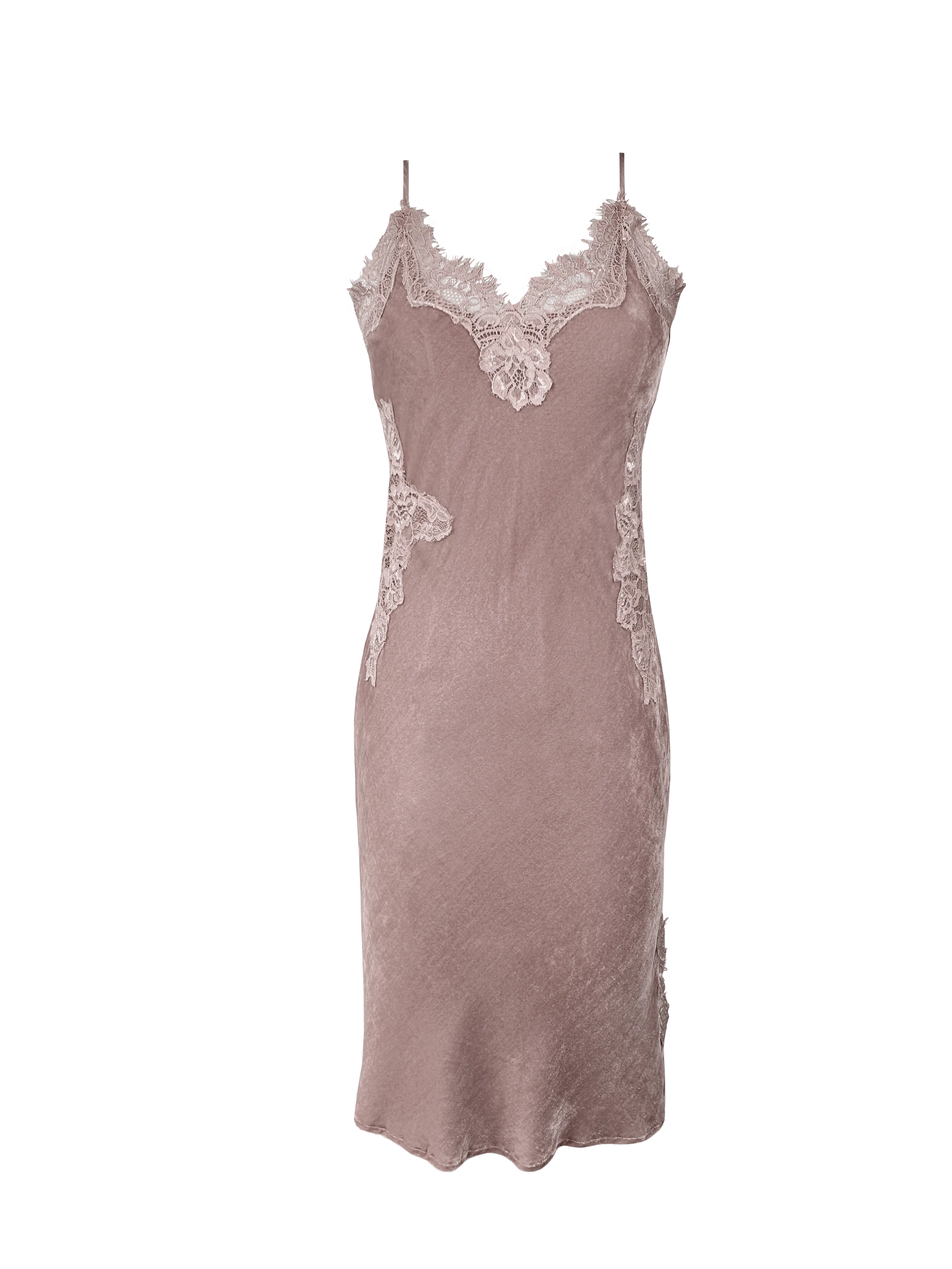 Velvet Brigitte Mid Length Bias Dress -  Nude Crystal